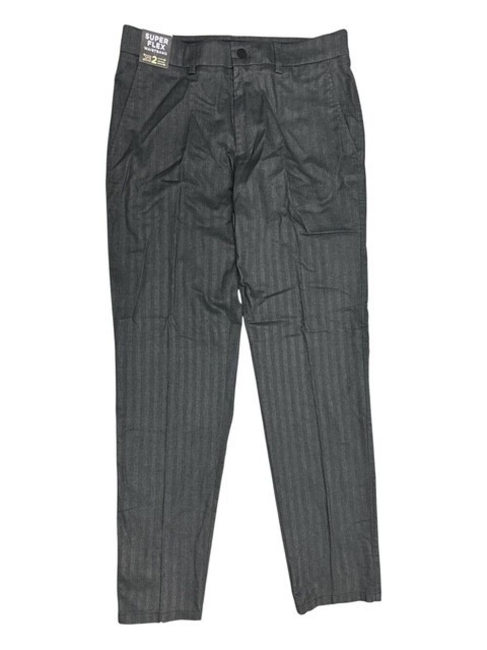 Haggar Modern Stretch Pants 32x32 Gray Herringbone Straight Fit Flex Waistband